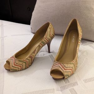 Nine West Kendroho woven peep toe heels 8.5